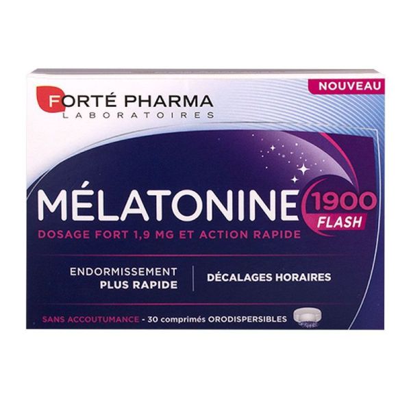 Forté Pharma Mélatonine 1900 Flash endormissement rapide, décalage horaire (30 comprimés)