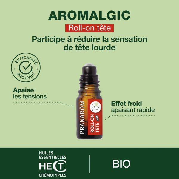 Pranarôm Aromalgic Roll-On Maux de Tête Bio (5 ml)