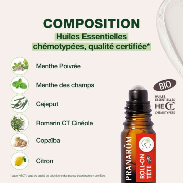 Pranarôm Aromalgic Roll-On Maux de Tête Bio (5 ml)