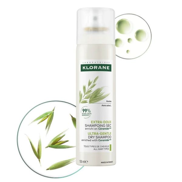Klorane Shampoing Sec Extra Doux à l'Avoine enrichi en Céramide (150 ml)