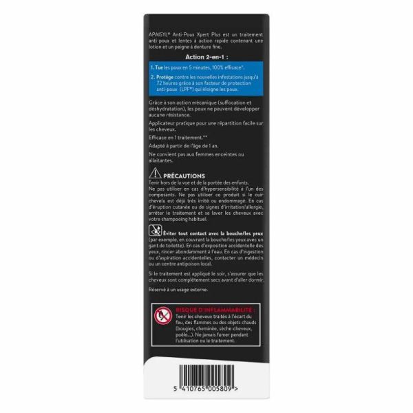 Apaisyl Xpert Plus anti-poux & lentes 100% efficace protège jusqu'à 72h (200 ml)