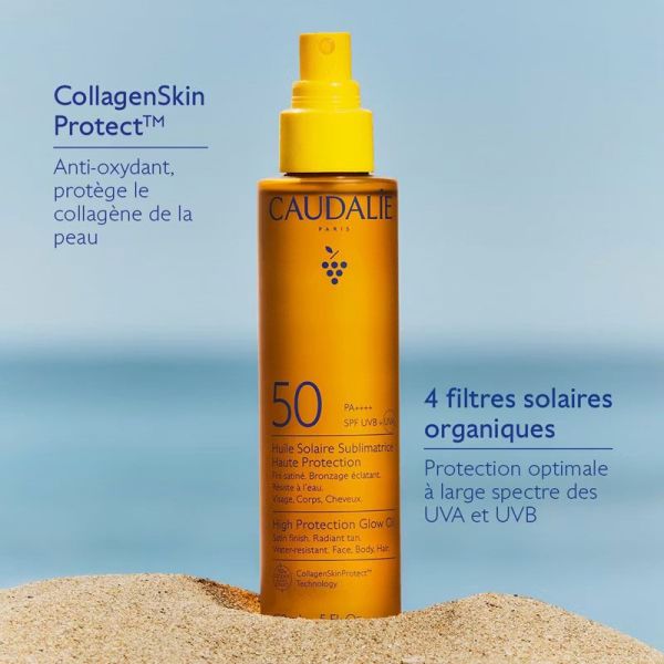 Huile Solaire Sublimatrice Haute Protection SPF50 fini satiné, bronzage éclatant (150 ml)