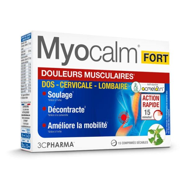 3CPharma Myocalm Fort douleurs musculaires dos, cervicale, lombaire (15 comprimés)