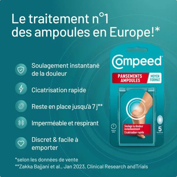Compeed Pansements Ampoules format moyen (5 pansements)