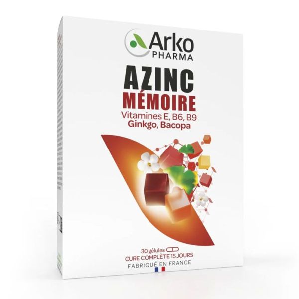 Arkopharma Azinc Mémoire fatigue & énergie, moral, mémoire (30 gélules)