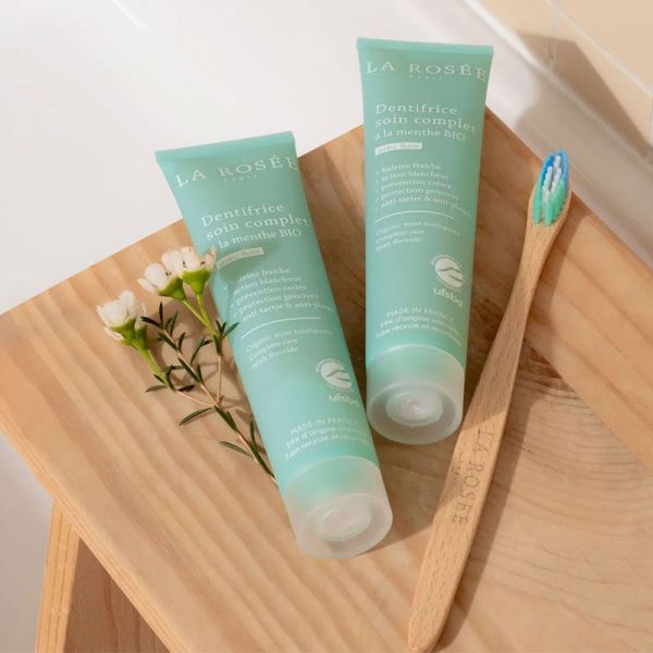La Rosée Kit de 2 Dentifrices soin complet à la menthe bio + brosse à dents