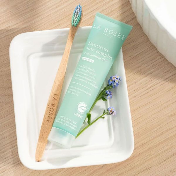 La Rosée Kit de 2 Dentifrices soin complet à la menthe bio + brosse à dents