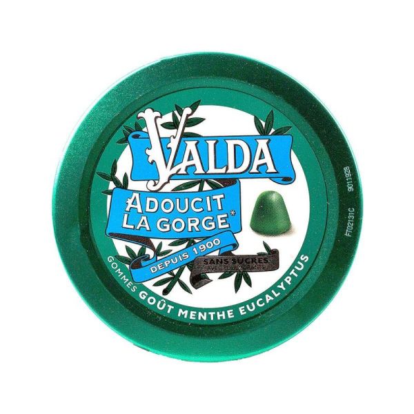 Valda Gommes Menthe & Eucalyptus Sans sucre Action adoucissante x50