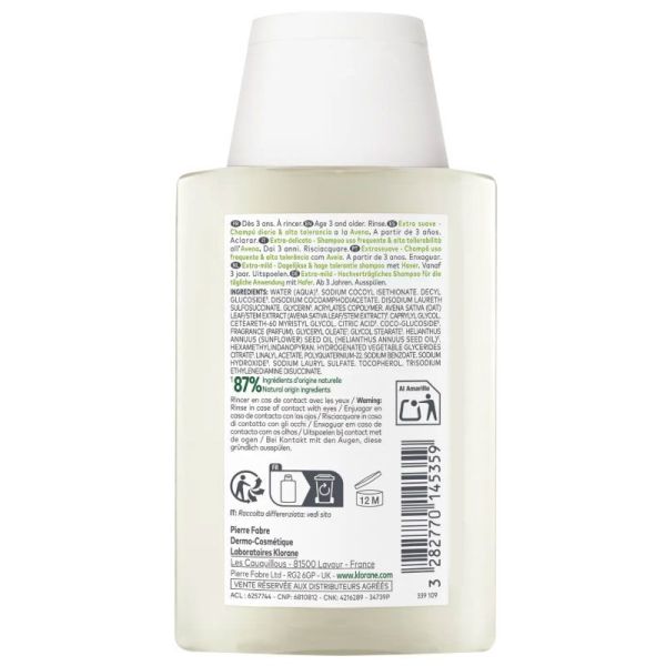 Klorane Shampoing quotidien et haute tolérance à l'Avoine (100 ml)