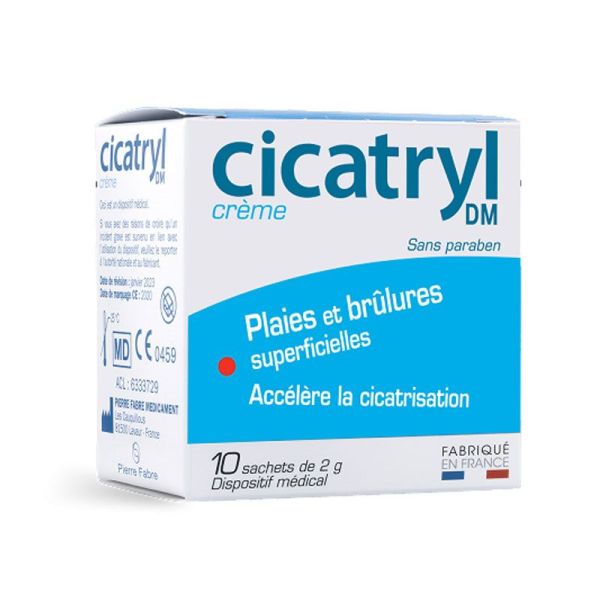 Cicatryl DM Crème plaies & brûlures superficielles (10 sachets de 2 g)