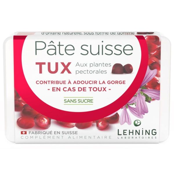 Lehning Pâte Suisse TUX aux plantes pectorales maux de gorge (40 gommes)