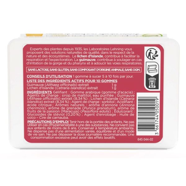 Lehning Pâte Suisse TUX aux plantes pectorales maux de gorge (40 gommes)