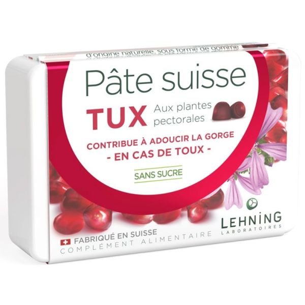 Lehning Pâte Suisse TUX aux plantes pectorales maux de gorge (40 gommes)