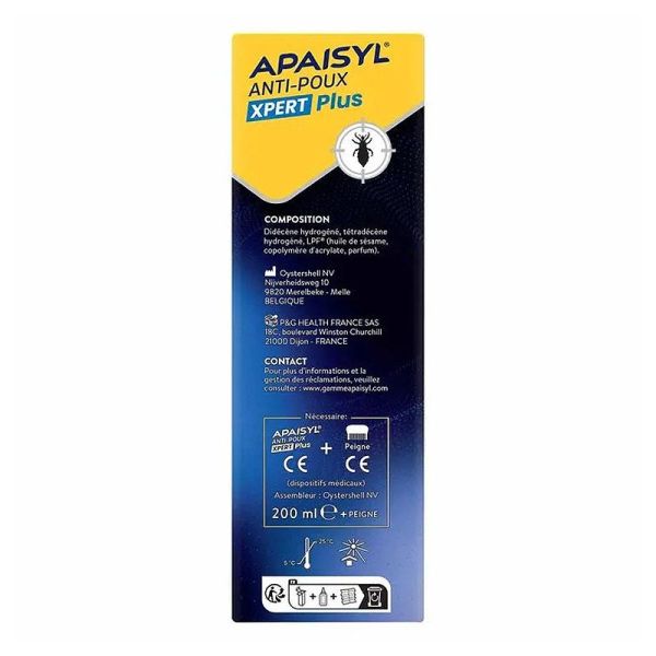 Apaisyl Xpert Plus anti-poux & lentes 100% efficace protège jusqu'à 72h (200 ml)