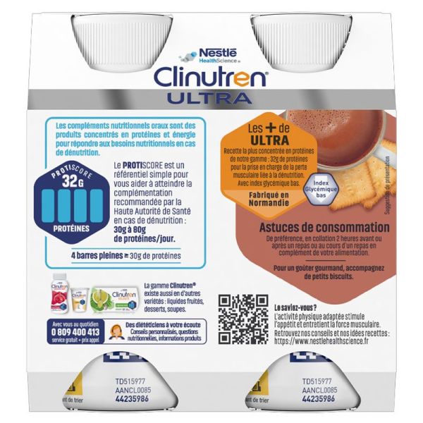 Clinutren Ultra boisson hyperprotéinée & hyperénergétique Praline (4 x 200 ml)