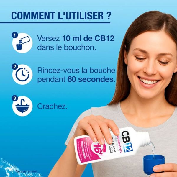 CB12 Bain de Bouche Gencives Sensibles arôme menthe fraîche (250 ml)