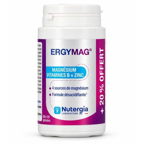 Nutergia Ergymag Magnésium Vitamines B & Zinc (90 gélules + 18 offertes)