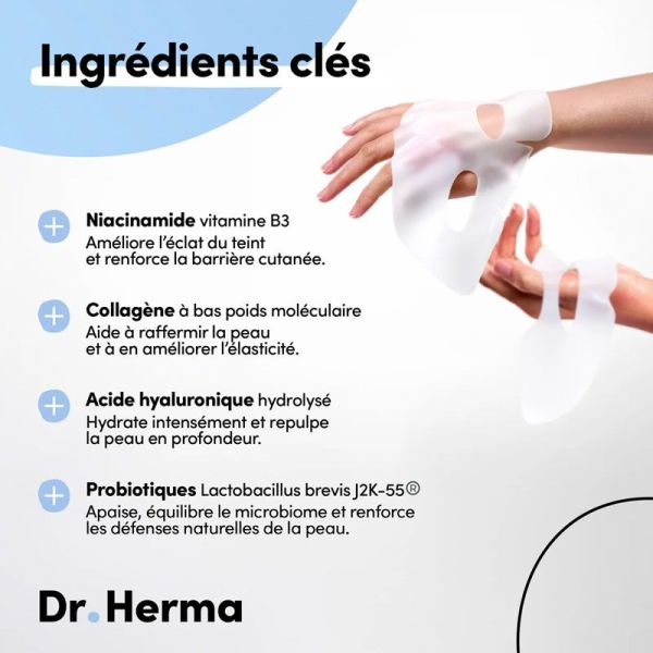 Dr. Herma Masques Hydrogel hydratation et éclat (x4)