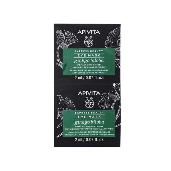 Express Beauty Masque Contour des Yeux Cernes & Signes de Fatigue au Ginkgo Biloba (2 x 2ml)