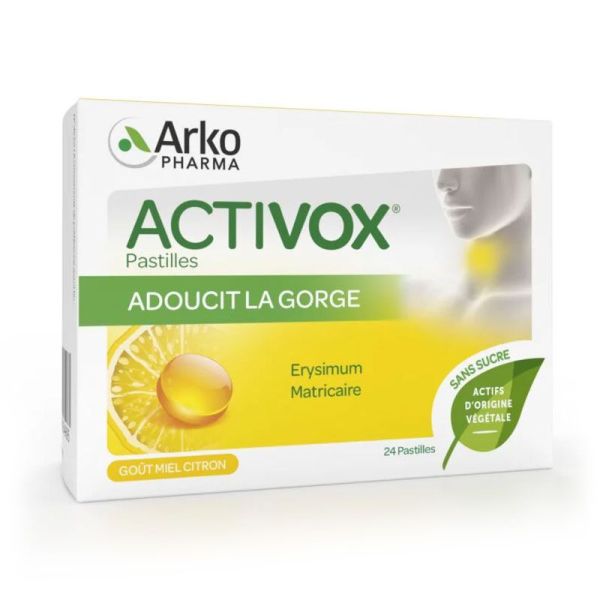 ArkoPharma Activox Pastilles pour la gorge Miel/Citron sans sucres (x24)