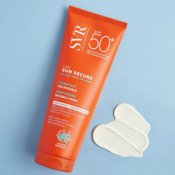 SVR Sun Secure SPF50+ Lait solaire hydratant sans parfum, fini invisible (250 ml)