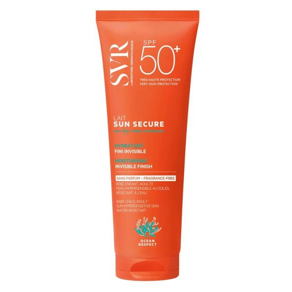 SVR Sun Secure SPF50+ Lait solaire hydratant sans parfum, fini invisible (250 ml)