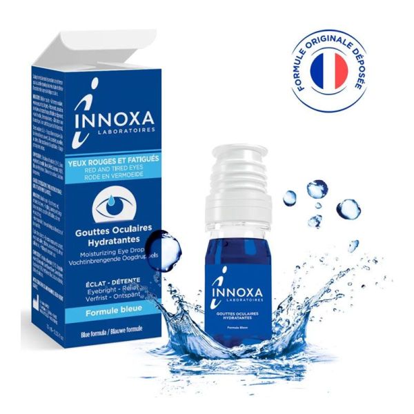 Innoxa Gouttes Oculaires Hydratantes Yeux Rouges et Fatigués Formule Bleue (10 ml)
