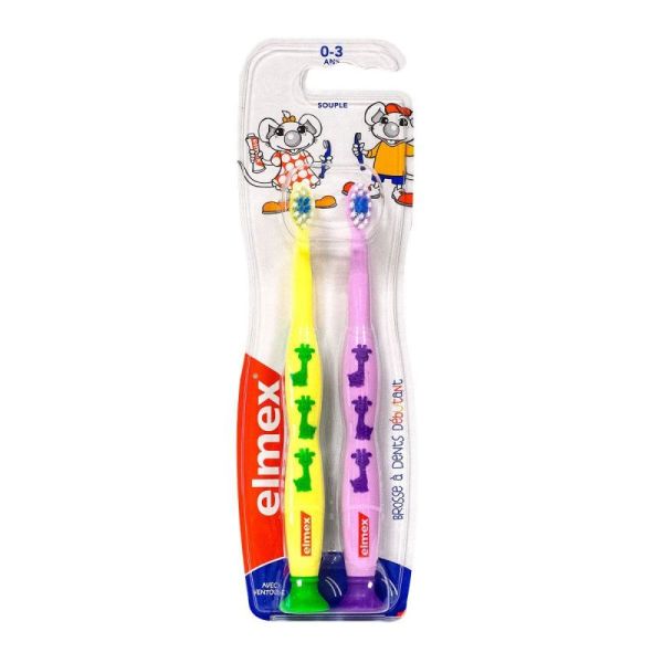 Elmex Brosse à dents souples enfants 0-3 ans (x2)