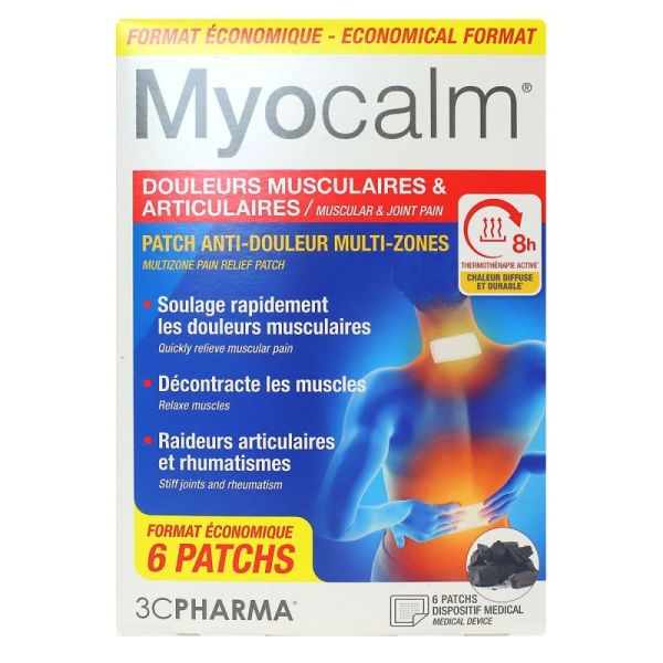 3CPharma Myocalm patchs chauffants douleurs musculaires & articulaires multi-zones (x6)