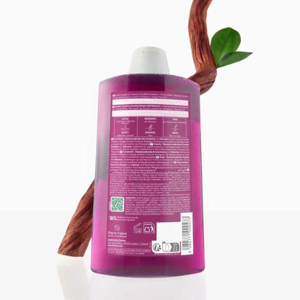 Klorane Croissance Shampoing accélérateur de pousse à l'Adénosine et à la Quinine (400 ml)