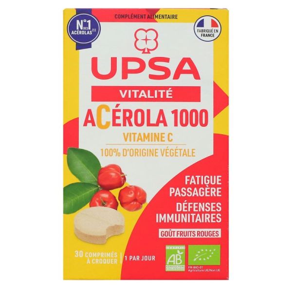 Upsa Acerola 1000 Bio, 30 comprimés à croquer