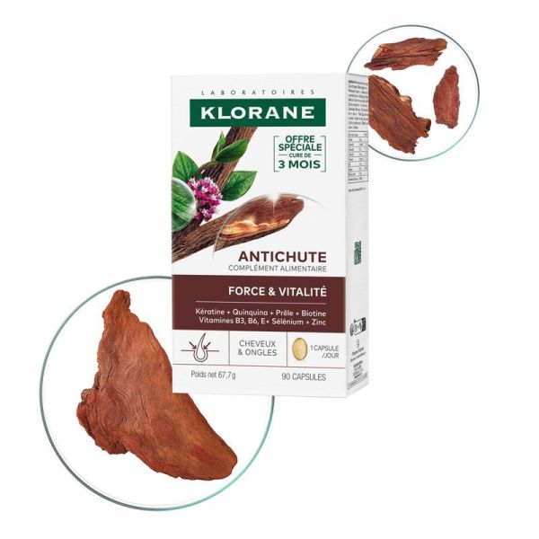 Klorane Antichute force & vitalité cheveux & ongles (90 capsules)