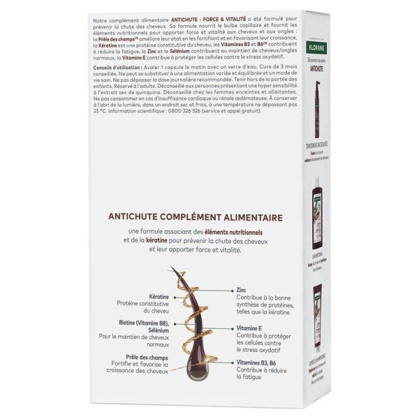 Klorane Antichute force & vitalité cheveux & ongles (90 capsules)