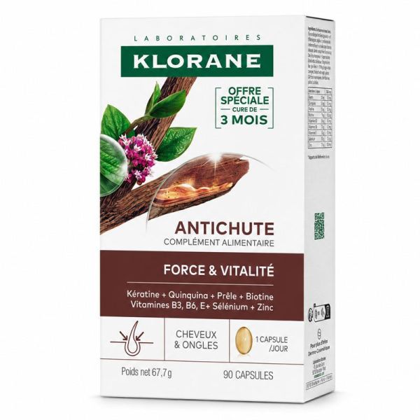 Klorane Antichute force & vitalité cheveux & ongles (90 capsules)