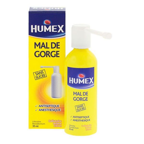 Humex Mal de Gorge Collutoire Arôme Citron sans sucre 35Ml