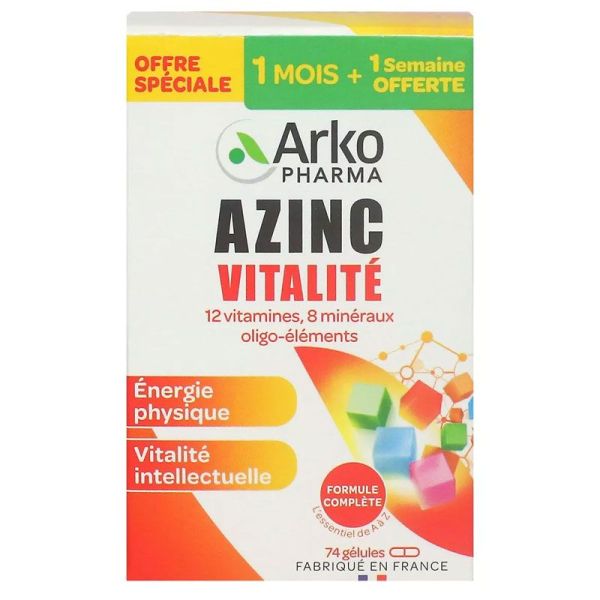 Arkopharma Azinc Vitalité (Offre spéciale 60 gélules + 14 offertes)