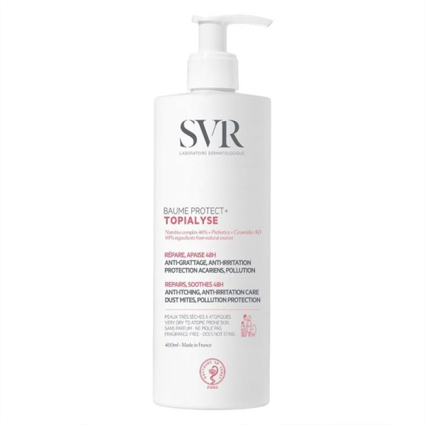 SVR Topialyse Baume Protect+ répare, apaise, anti-grattage & démangeaisons, protection acariens & pollution (400 ml)