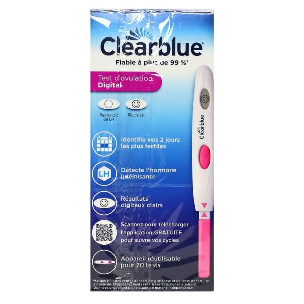 CLEARBLUE TEST D'OVULATION DIGITAL 1 HORMONE X20