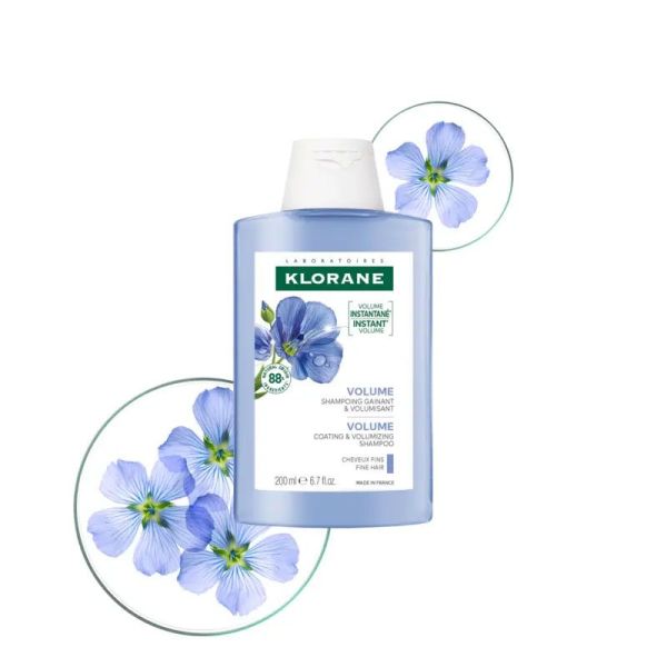 Klorane Volume Shampoing gainant et volumisant au Lin bio (200 ml)
