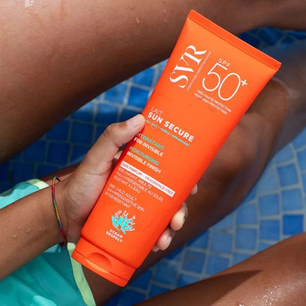 SVR Sun Secure SPF50+ Lait solaire hydratant sans parfum, fini invisible (250 ml)