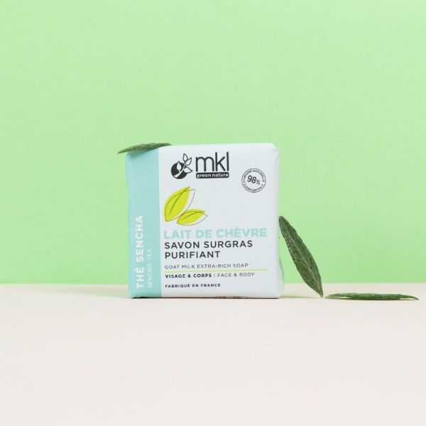 MKL Green Nature Savon Surgras Purifiant au Lait de Chèvre bio - Thé Sencha (100 g)