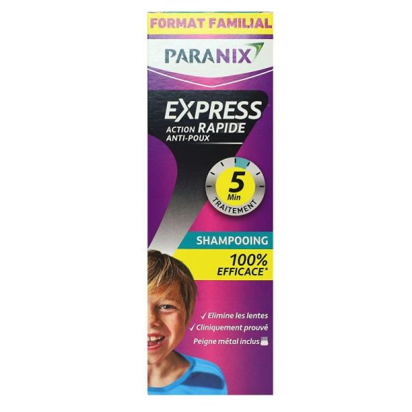 Paranix Express Shampooing anti-poux action rapide 5 minutes (300 ml + peigne)