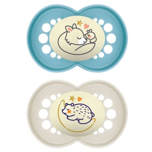 MAM Sucette Silicone Original 18+ Mois Nuit (Lot de 2, référence 40)