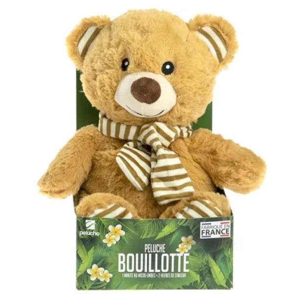 Pelucho Bouillotte sèche peluche Ourson Crème aux grains de blé et fleurs de lavande