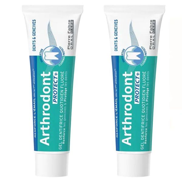 Arthrodont Protect+ Gel dentifrice quotidien fluoré, protection gencives et dents (2 x 75 ml)