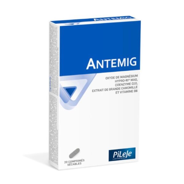 Pileje Antemig magnésium marin, coenzyme Q10, grande camomille & vitamine B6 (20 Comprimés)