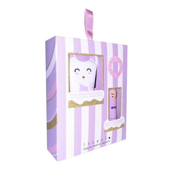 Inuwet Coffret Creme Mains fleur de coton & Baume Lèvres guimauve (60 ml + 3,5 g)