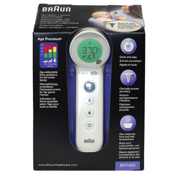 Braun Thermometre Sans Contact + Contact BNT 400