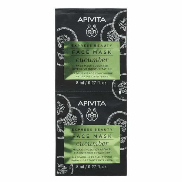 Apivita Express Beauty Masque Visage Hydratation Intense au Concombre (2 x 8 ml)
