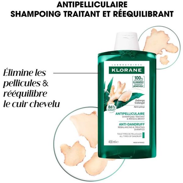 Klorane Antipelliculaire Shampoing Traitant et Rééquilibrant au Galanga (400 ml)